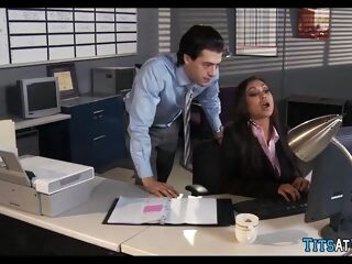 indian milf with enormous tits at work