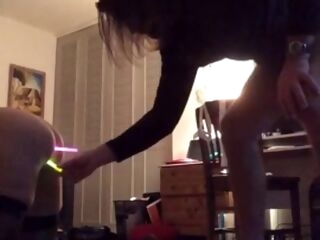 submissive sexy wife abused with glowsticks