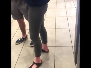 delicious candid leggings in lobby